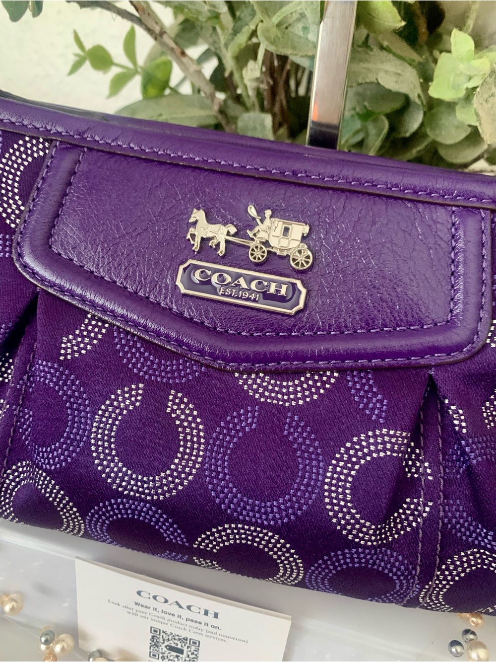 Y2K Coach Madison Horse & Carriage Purple Pleated OP Art Mini Bag - Picture 2 of 7